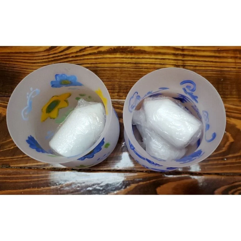 Lot of 2 Hallmark Hurricane Candle Holders Set Votive Blue Yellow In box